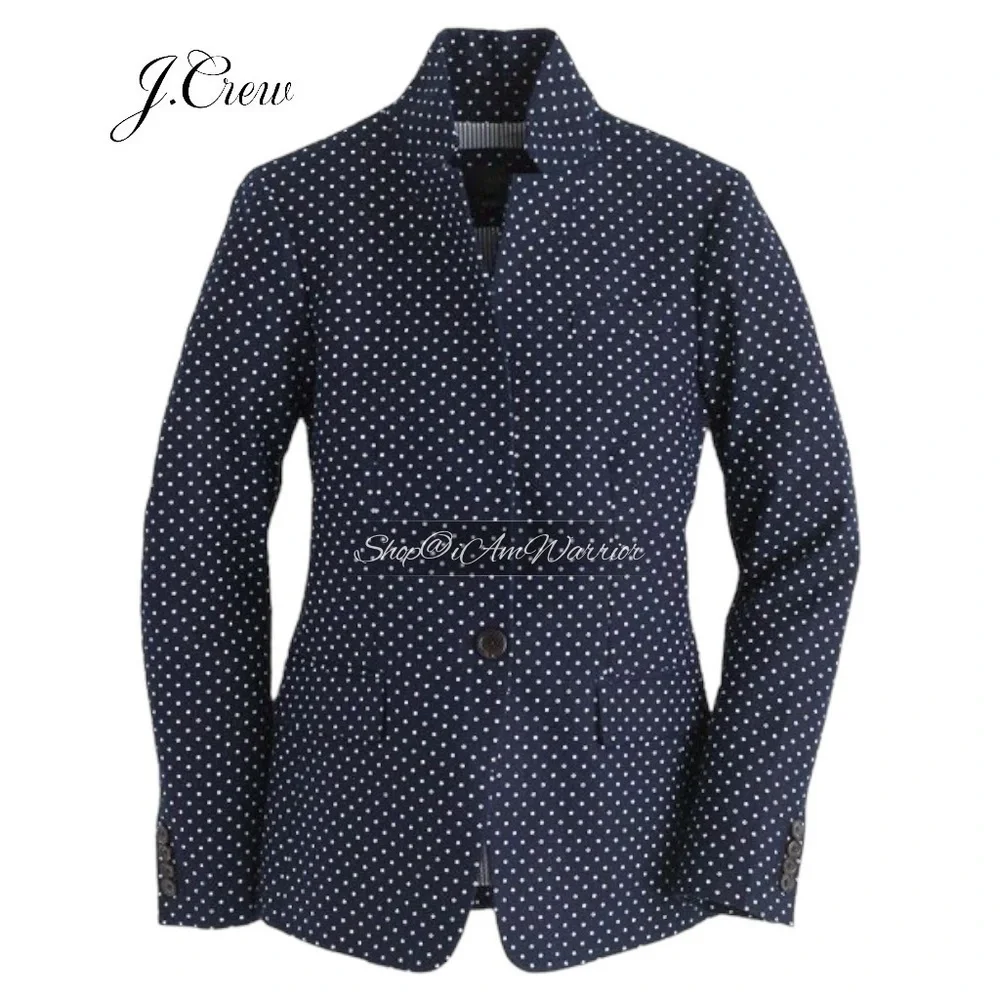 J.Crew navy Regent one button micro polka dot blazer *shop@iamwarrior